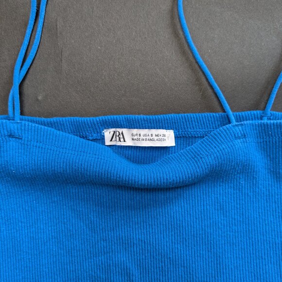 Zara Blue Stretch Tub Top with thin strap size : S - Picture 3 of 4